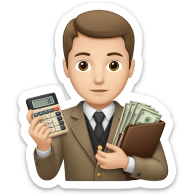 finanzwirt mit geld und taschenrechner in den händen sticker