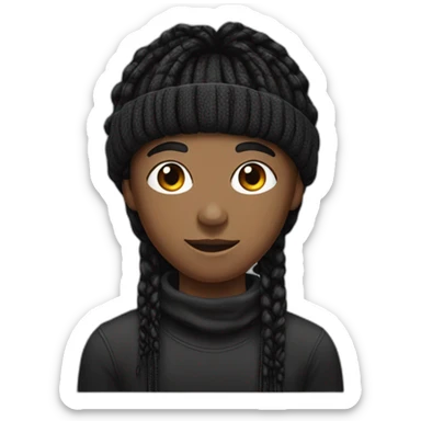 Brown teen boy with a balaclava with black box braids showing near the eyes sticker