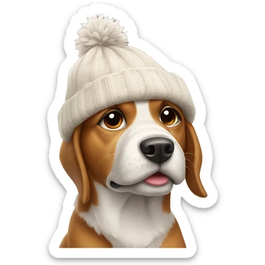 Dog in winter hat sticker