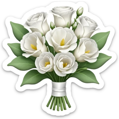 Beautiful light white flower bucket Eustoma sticker