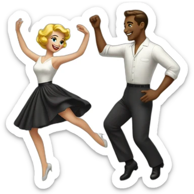White couple dancing 50s sticker