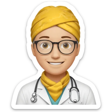 glasses doctor with yellow bandanna sticker