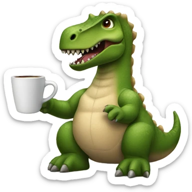 Dinosaur holding a cup of coffee  sticker