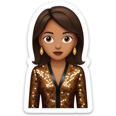 Cindy Herron from En Vogue with tan skin, long dark brown black sequin outfit sticker