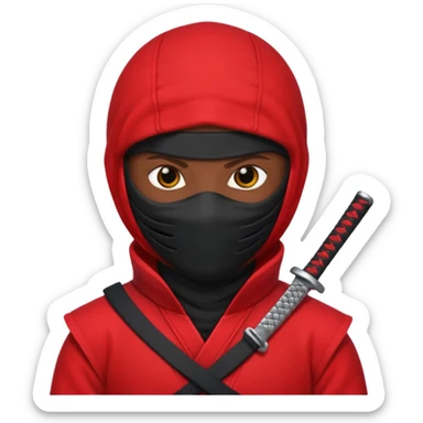 black skin ninja red clothes white background sticker