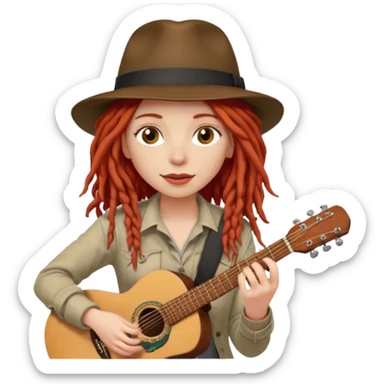 female red haired Musician with dreadlocks and fedora sticker