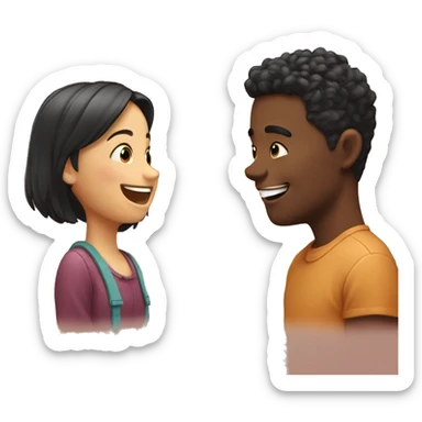 happy boy and girl friend sharing a moment sticker