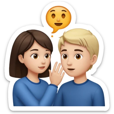 Girl giving boy head sticker