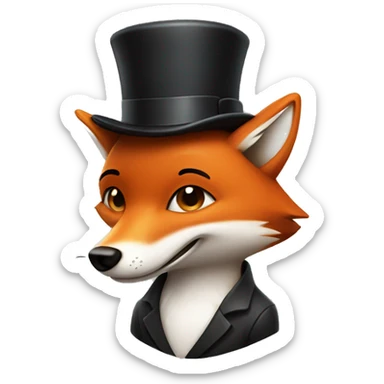 Winking fox emoji wearing a bowler hat sticker