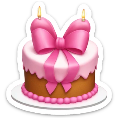 Heart shaped birthday cake with a huge pink bow sticker