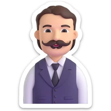 The neighbor character from Hello Neighbor game with mustache and vest sticker