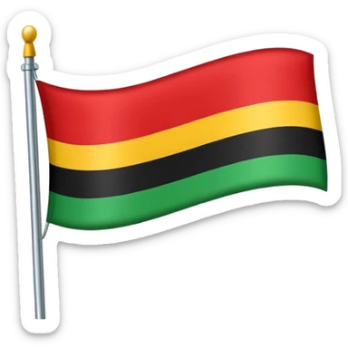 A flag with red on the top black in the middle and green on the bottom sticker