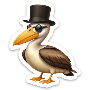 pelican with poise, wearing sunglasses and formal top hat sticker