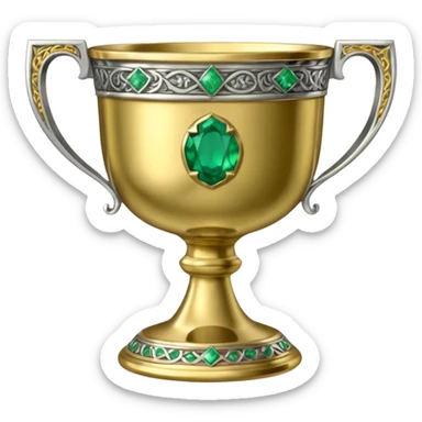 Chalice of Wisdom — silver cup + emerald rim sticker