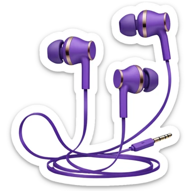 purple wired earbuds sticker