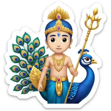 Give Lord murugan with blue peacock and vel staff as keypad emoji give as copy paste sticker in keyboard  sticker