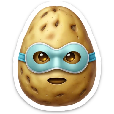 Potato with a mask sticker