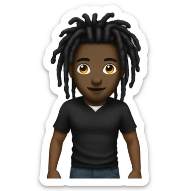 all black clothes wit dreads and black sticker