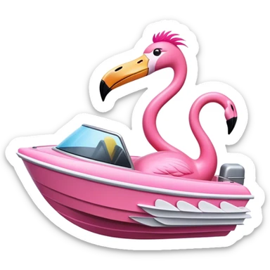 Flamingo driving a power boat sticker