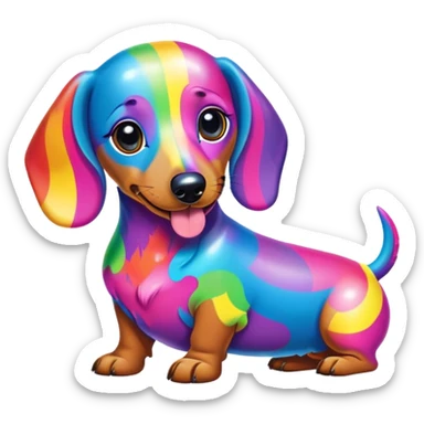 rainbow lisa frank daschund sticker