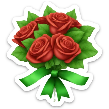red roses bouquet with green bow sticker
