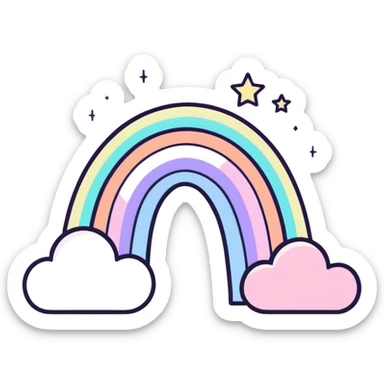 dreamy pastel pink rainbow with stars and sparkles sticker