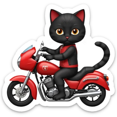 Black male Cat on red and black motorcycle sticker