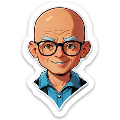 bald boy with glasses portrait sticker