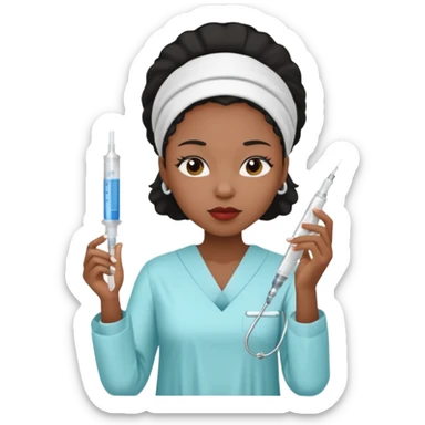 sick black woman getting syringe shot  sticker