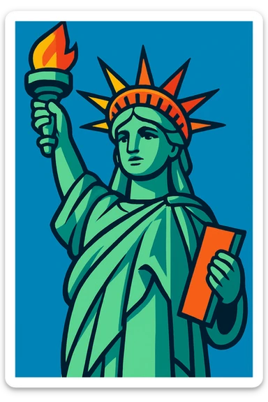 the Statue of Liberty in a modern illustration style sticker