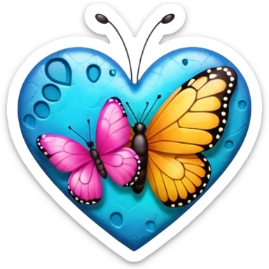 heart with a paw print and a butterfly sticker
