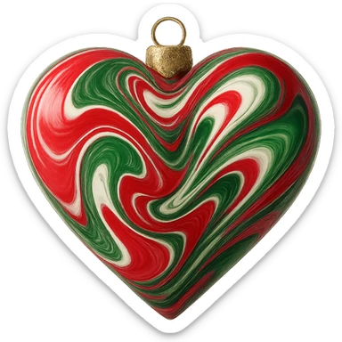 christmas heart with a swirling marble effect   , remove background sticker