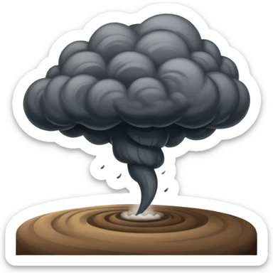 A thick dark funnel cloud sweeping across open plains. sticker