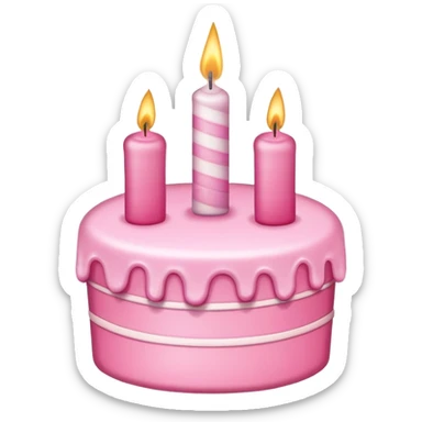 pink birthday cake one layer one candle sticker