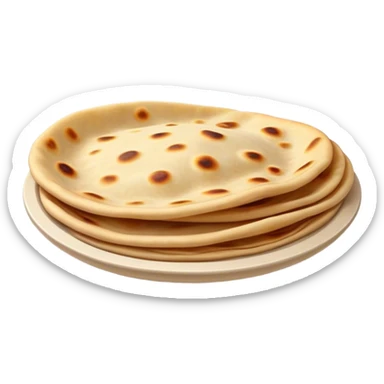 Cinematic Realistic Roti Dish Emoji, showcasing freshly made flatbread rendered with lifelike detail and warm natural lighting. sticker