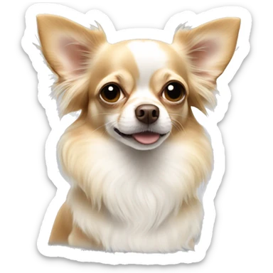 White and sable long haired apple head chihuahua  sticker