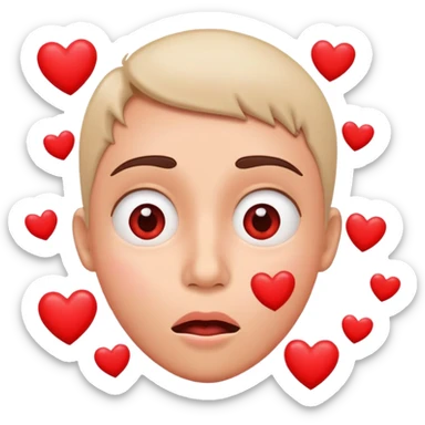 Surprising face with hearts sticker