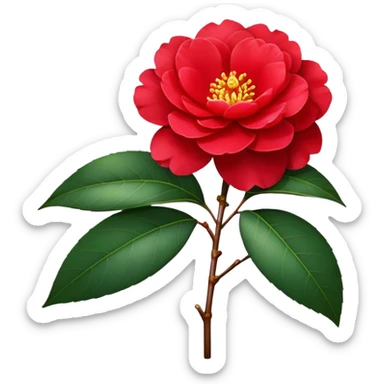 single Red Camellia, straight stem sticker