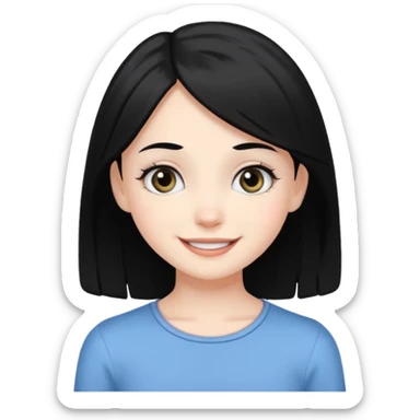 A white skin daughter with black hair and eyes. Skinny and cute sticker