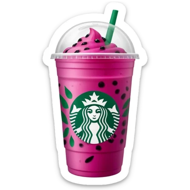 Starbucks dark pink dragonfruit refresher.  opaque lid!! starbucks logo. sticker