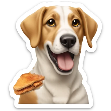 a dog eat chicken sticker