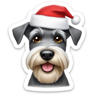 Miniature schnauzer wearing a Santa hat sticker