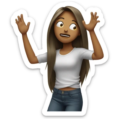Emoji girl head headbanging with a hand in the air sticker