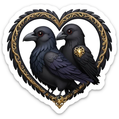 realistic gothic heart with a raven sticker