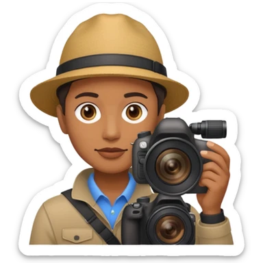 Photographer with DSLR + zoom lens sticker