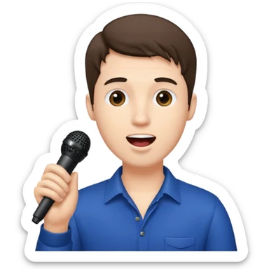 Man singing with microphone in his hand, with a spring background  sticker