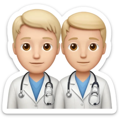 animated apple-style emoji of a doctor and programmer side by side sticker