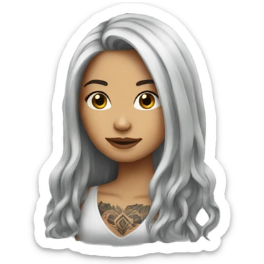 tattooed woman very attractive long hair sticker