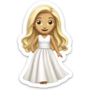 blonde girl in white dress sticker