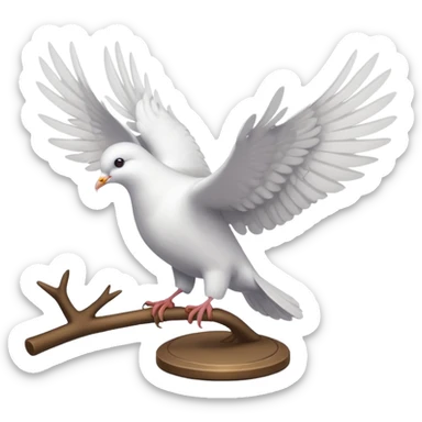 white dove in training perch sticker
